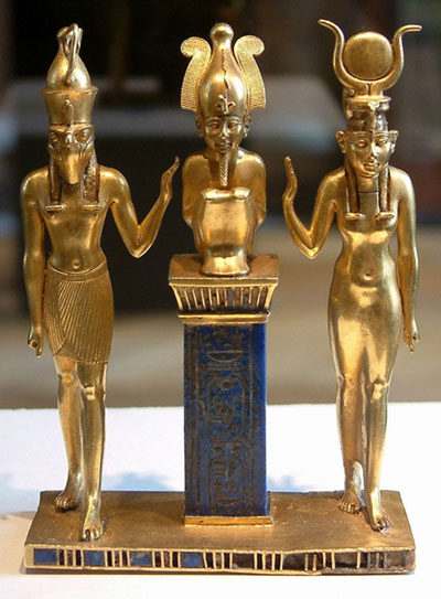 sis, her husband Osiris, and their son Horus, 
the protagonists of the Osiris myth, Twenty-second Dynasty statuette