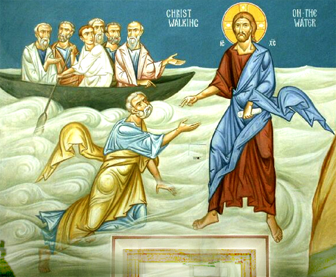 Icon 'Walking on Water’, Christ is not looking at Apostle Peter